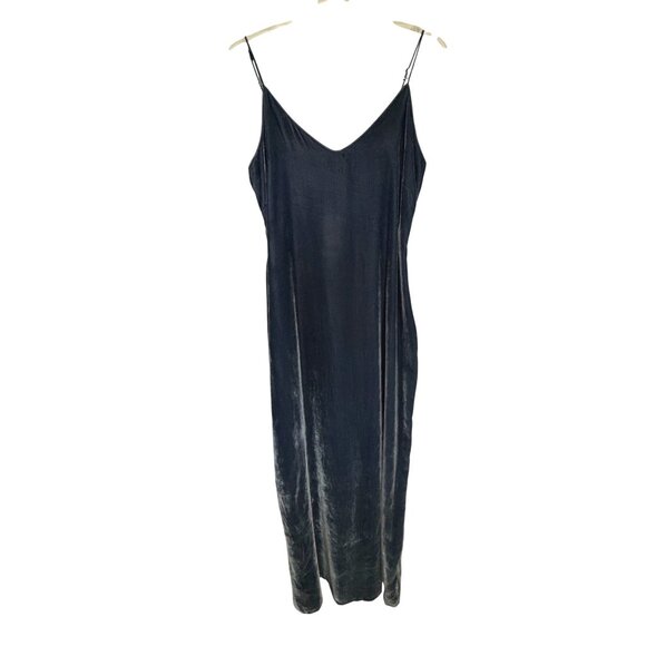 Sexy Calvin Klein Jeans Velvet Spaghetti Strap Midi Dress Midnight Blue Medium - Picture 1 of 7